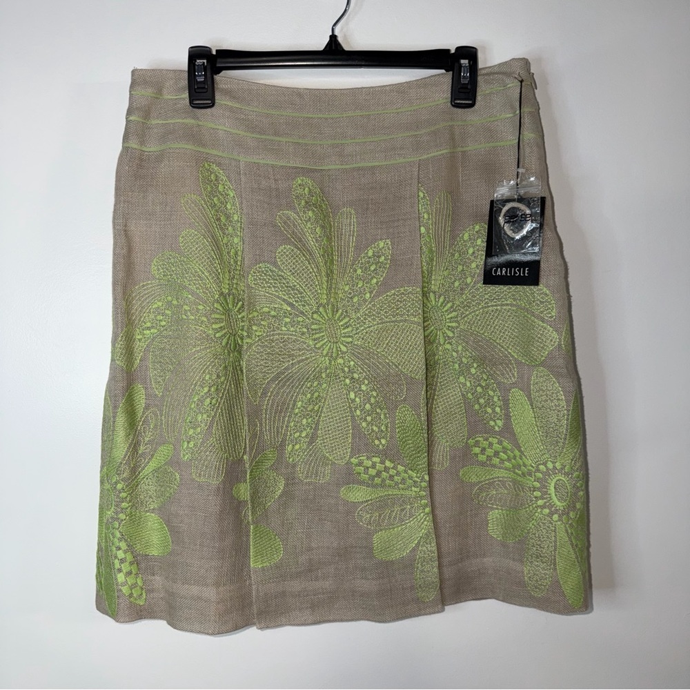 Vintage Carlisle Linen and Silk Blend Cottage Core Skirt size 8 NWT
